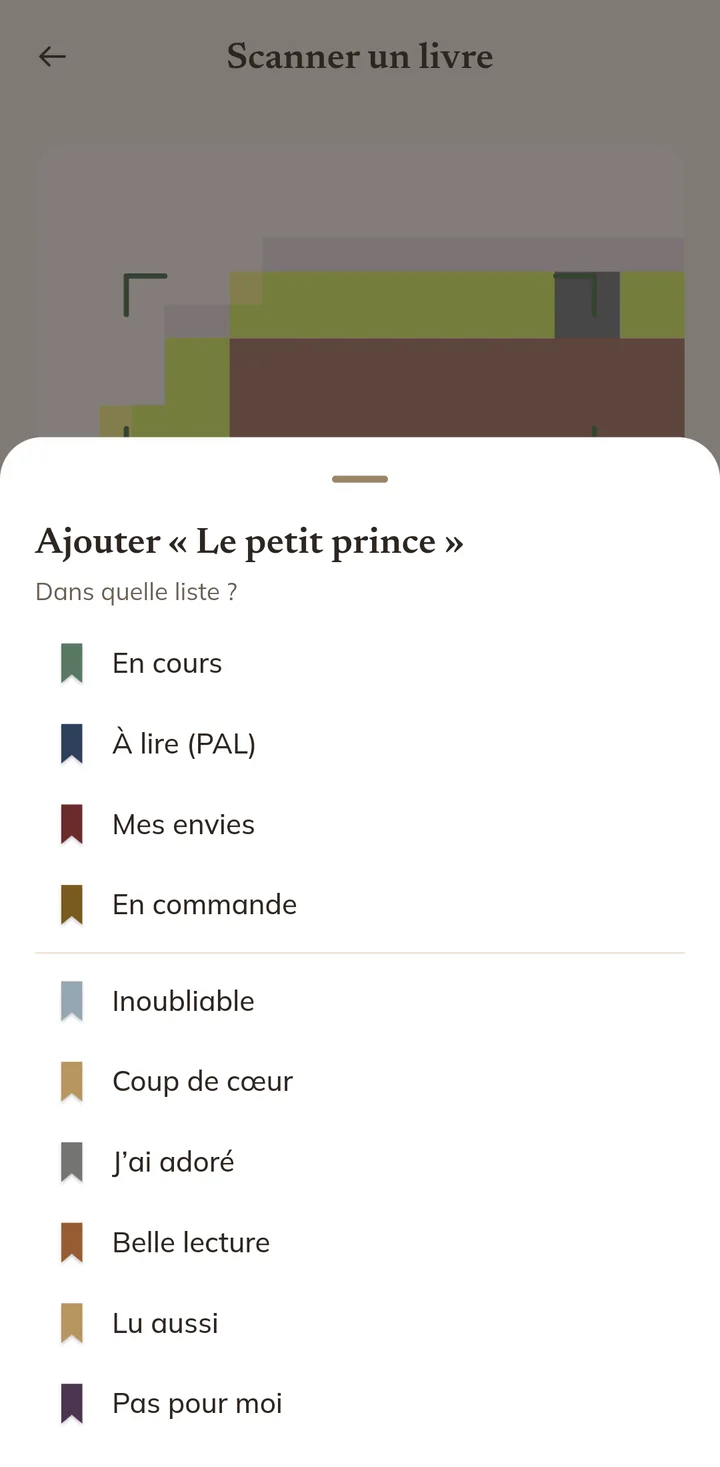 Après le scan du code-barres du Petit Prince : « Dans quelle liste ? », de En cours à Pas pour moi.